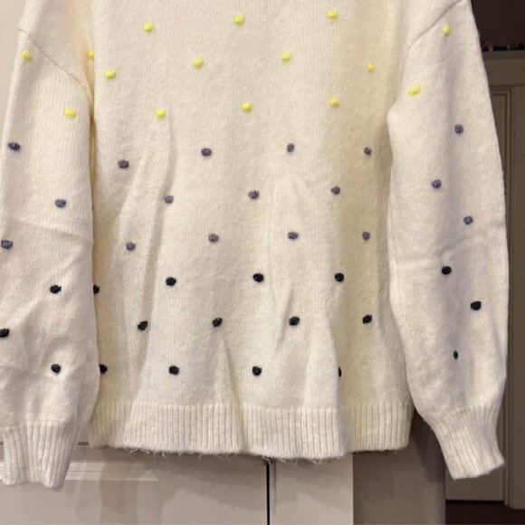 Women’s Loft Ivory Mock Turtleneck Sweater with Colored Dots-Size L - Picture 3 of 7